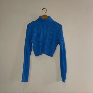 Kendall & Kylie Crop Turtleneck Cable Knit Sweater